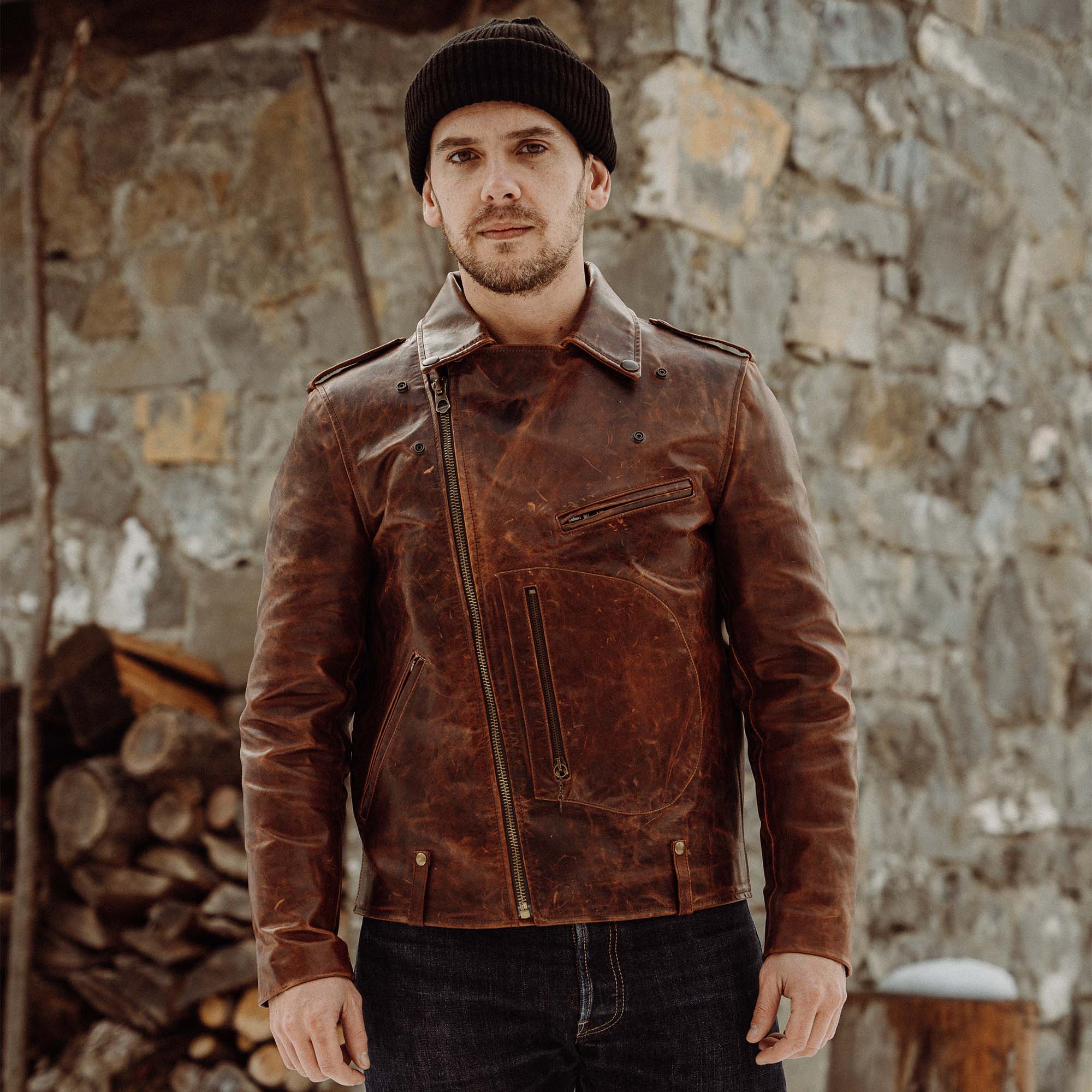 “Chiodo” Whiskey Horsehide Leather Jacket