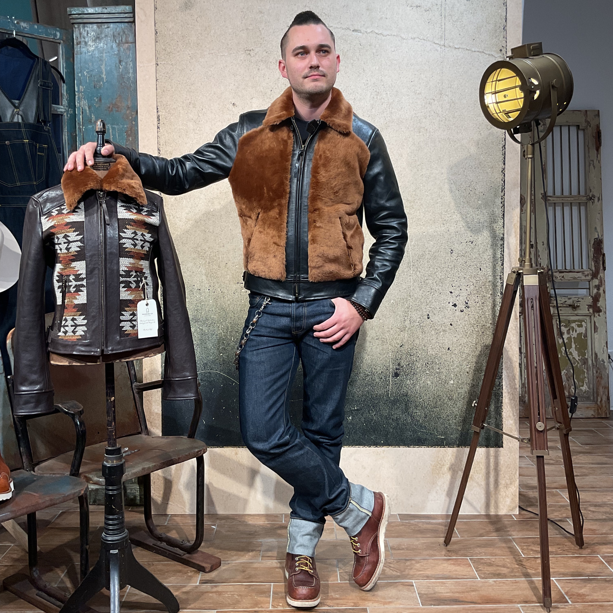 Shangri-la “Varenne” Black Horsehide Grizzly Jacket