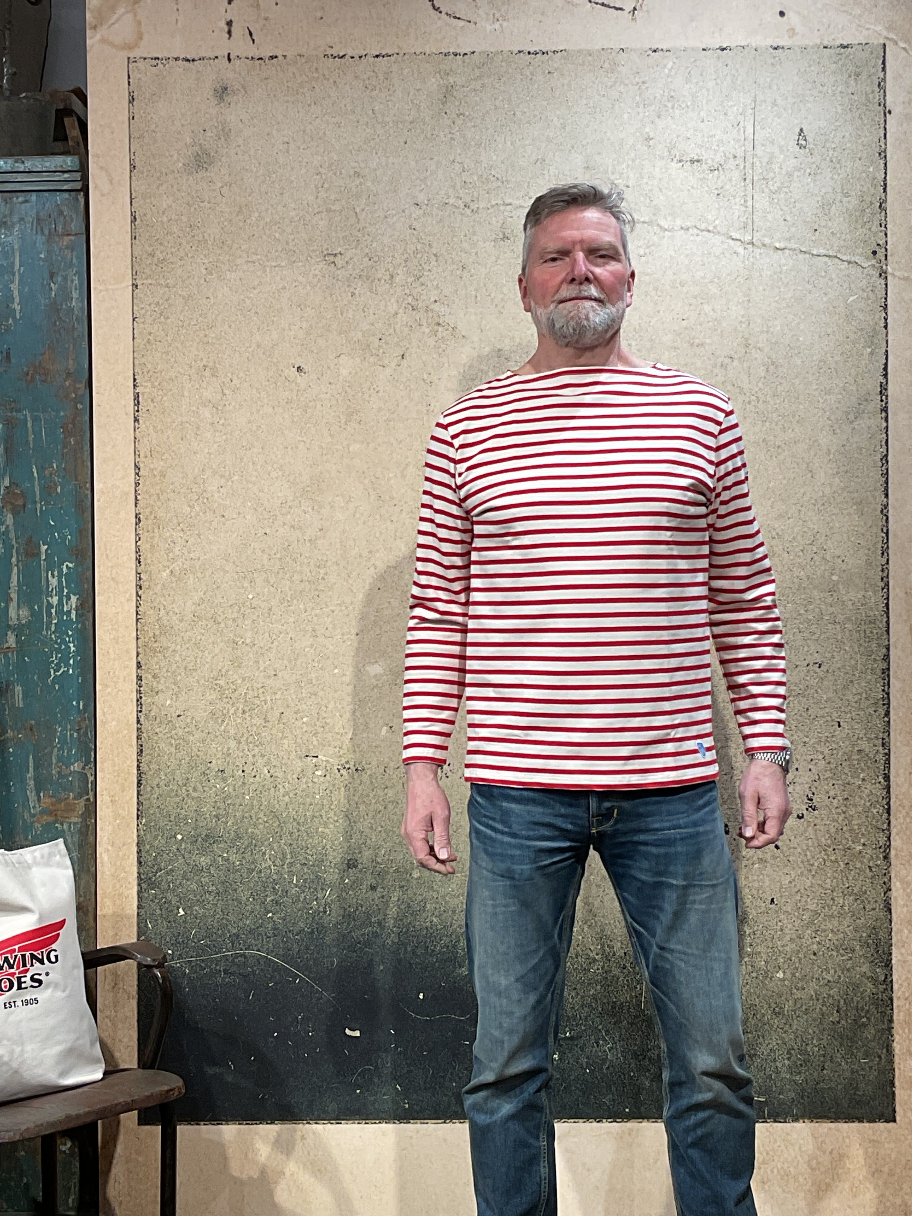 Orcival Striped shirt Ecru / Red, unisex