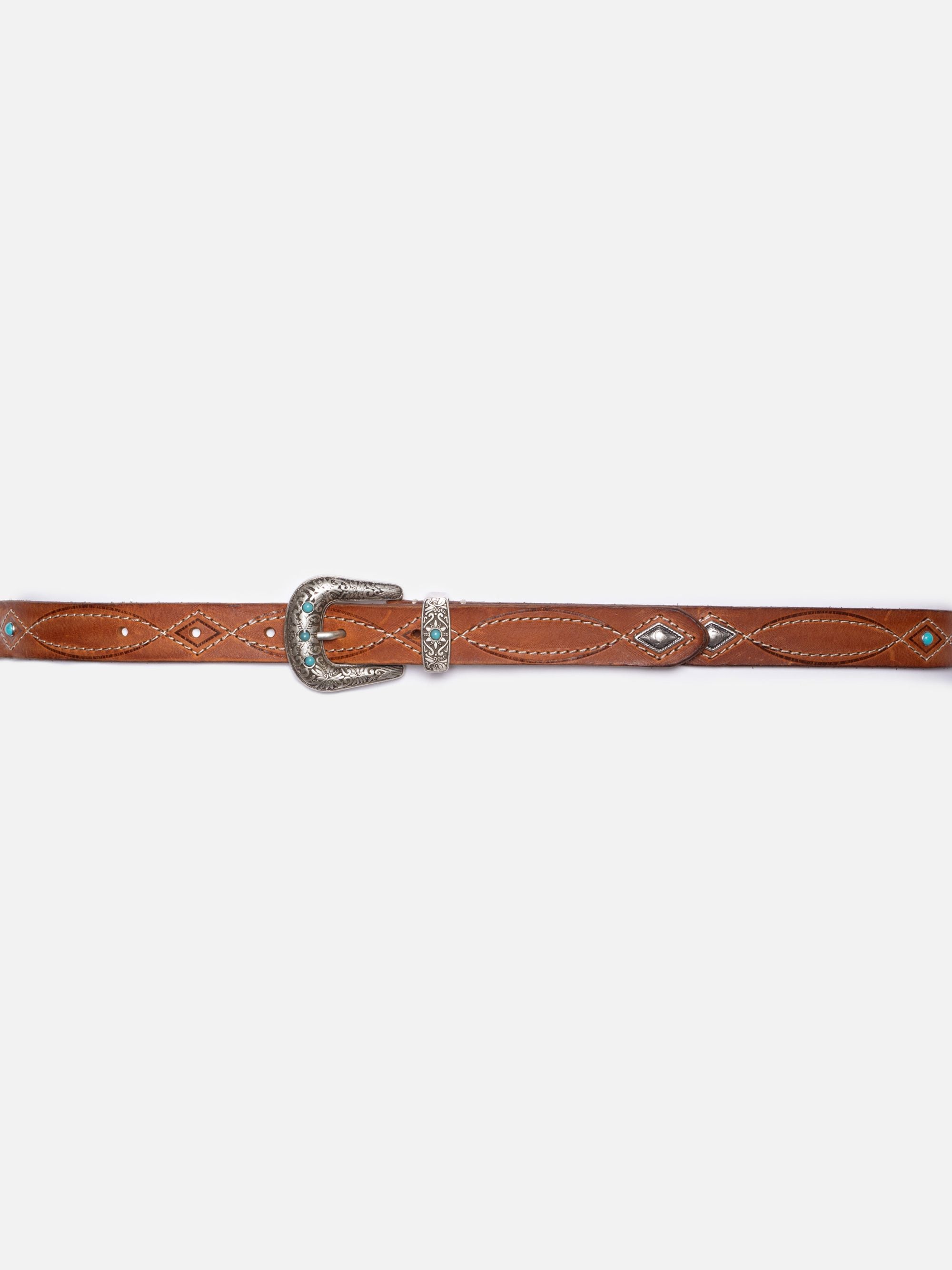Western Embellished Belt Toffee Brown