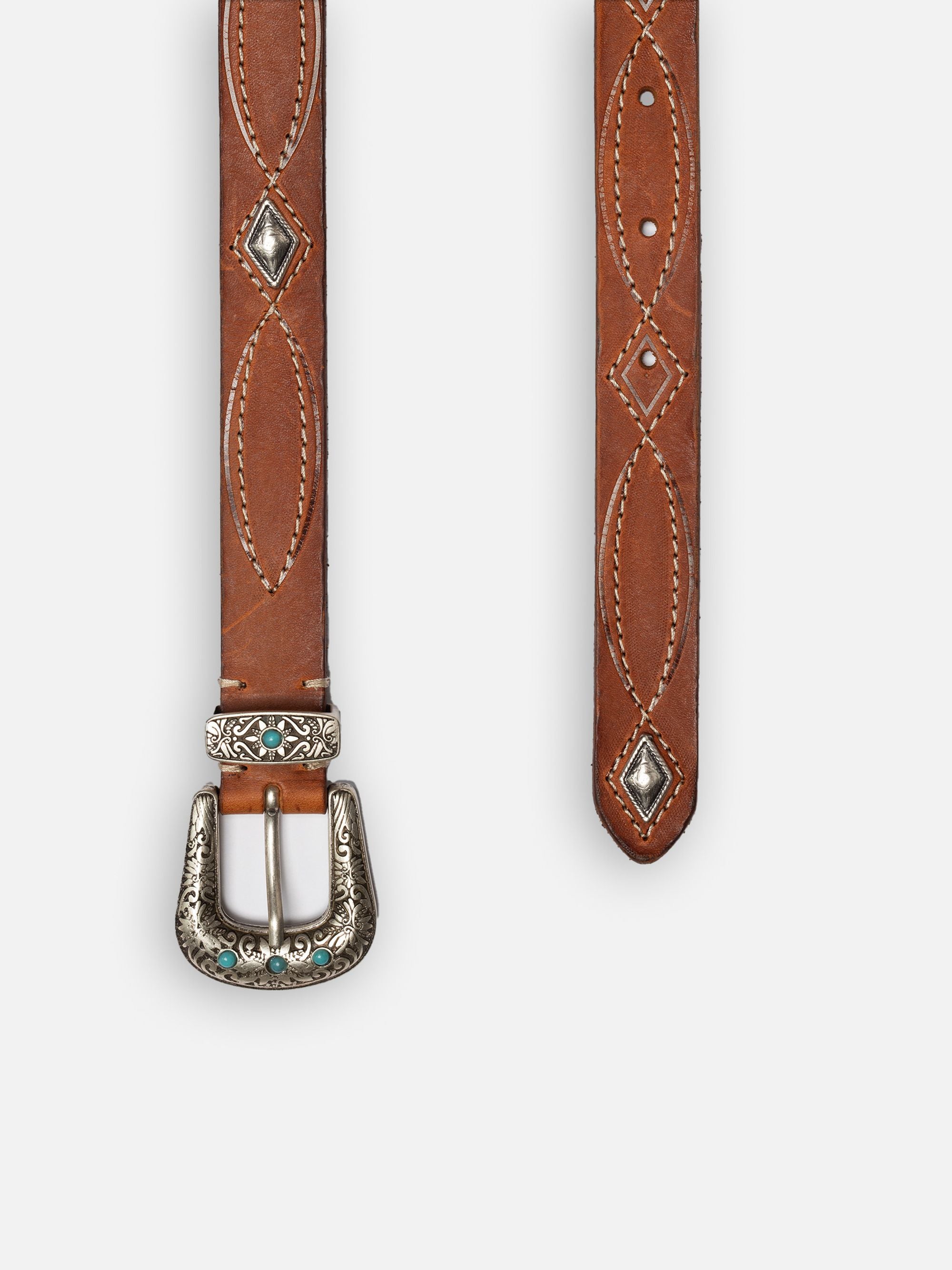 Western Embellished Belt Toffee Brown