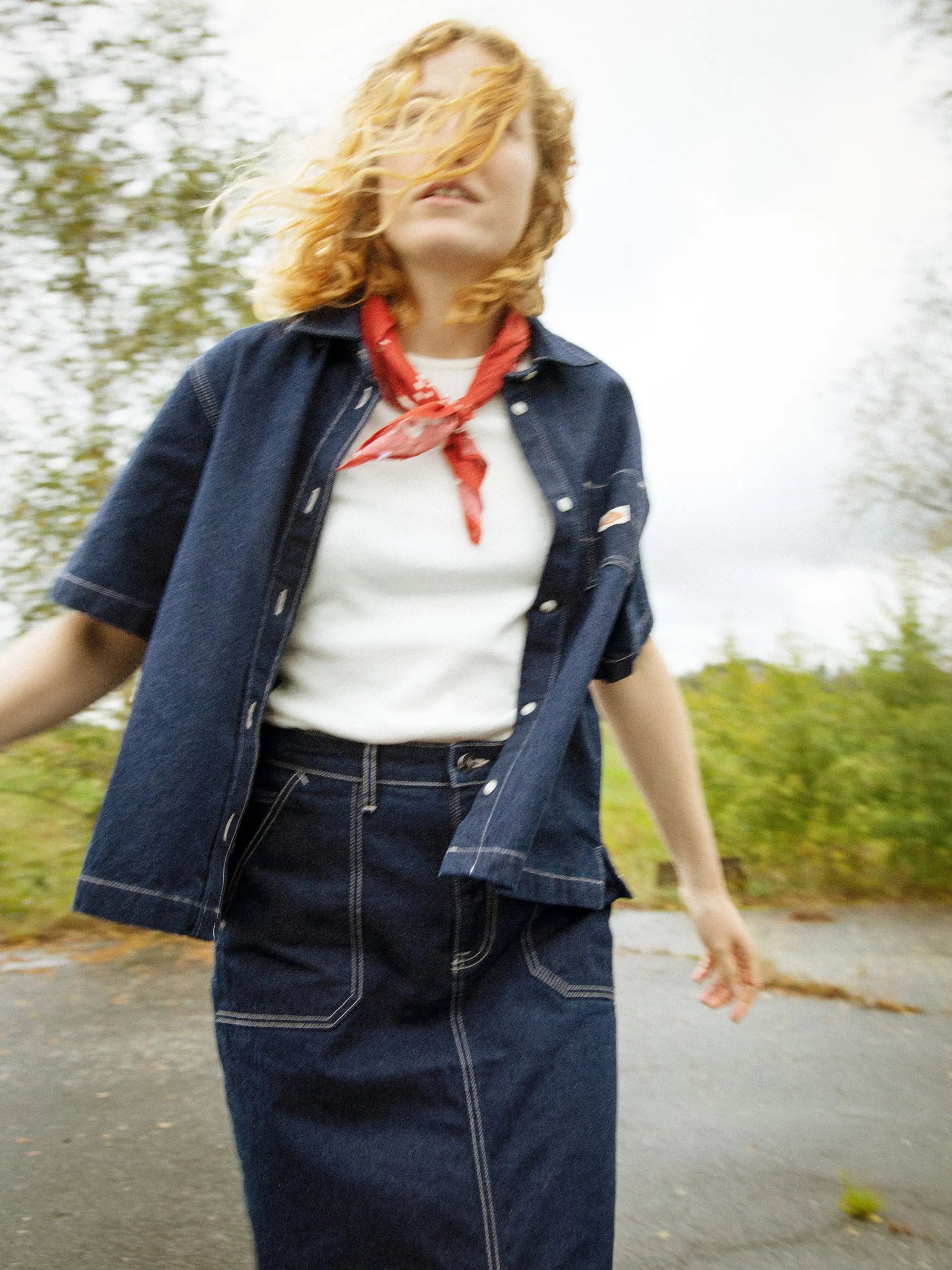 NudieJeans Lina Painter Denim Shirt Dark Blue