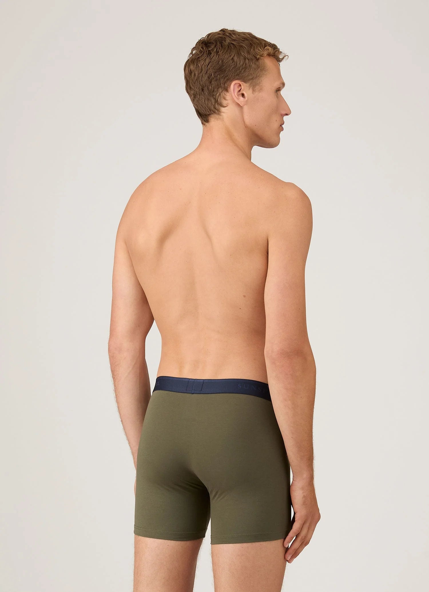 Baumwollstretch Shorts mit langem Bein Khaki