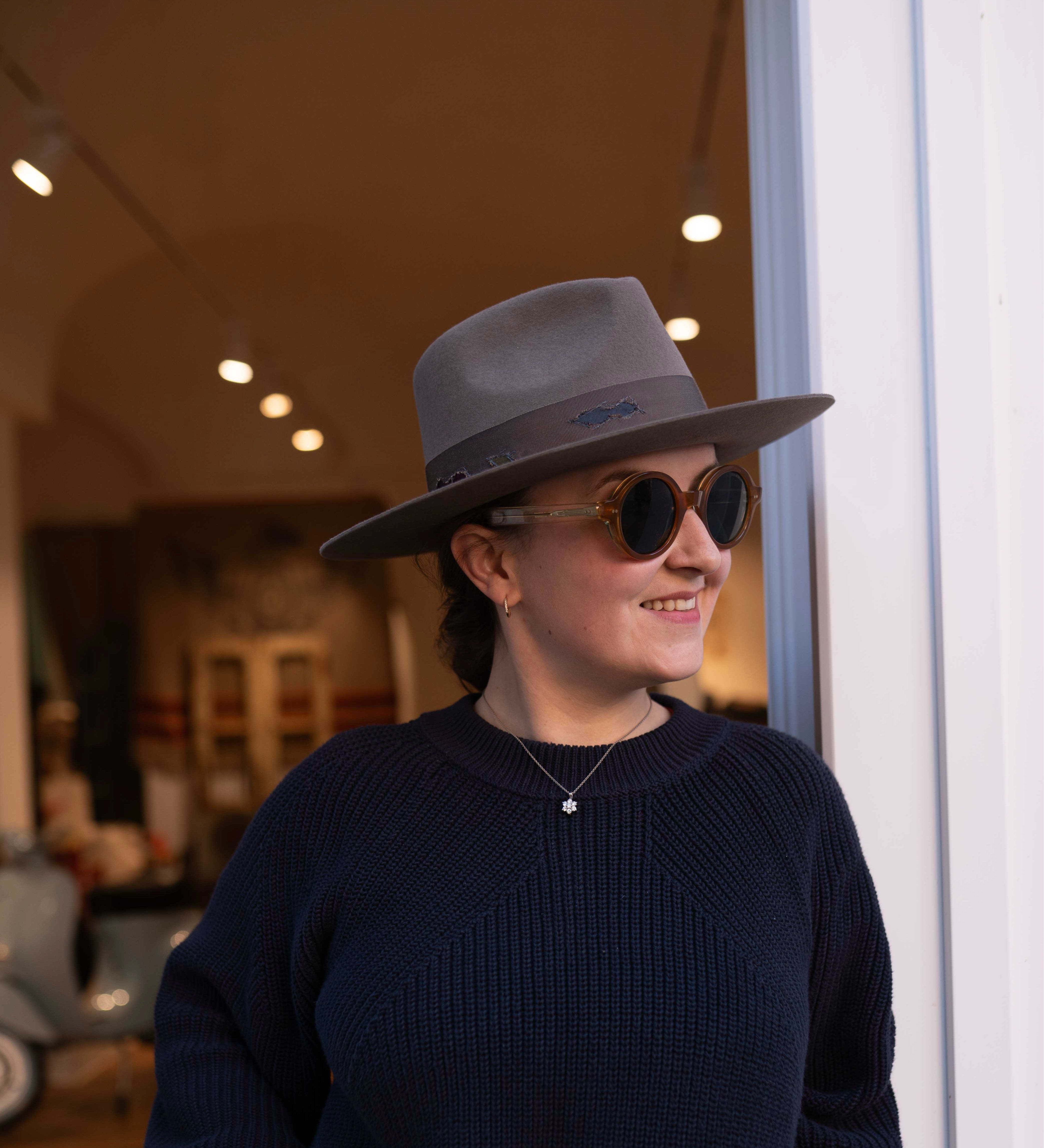 SuperDuper Grateful Mend Rabbit Fedora Crown Hat Light Tan