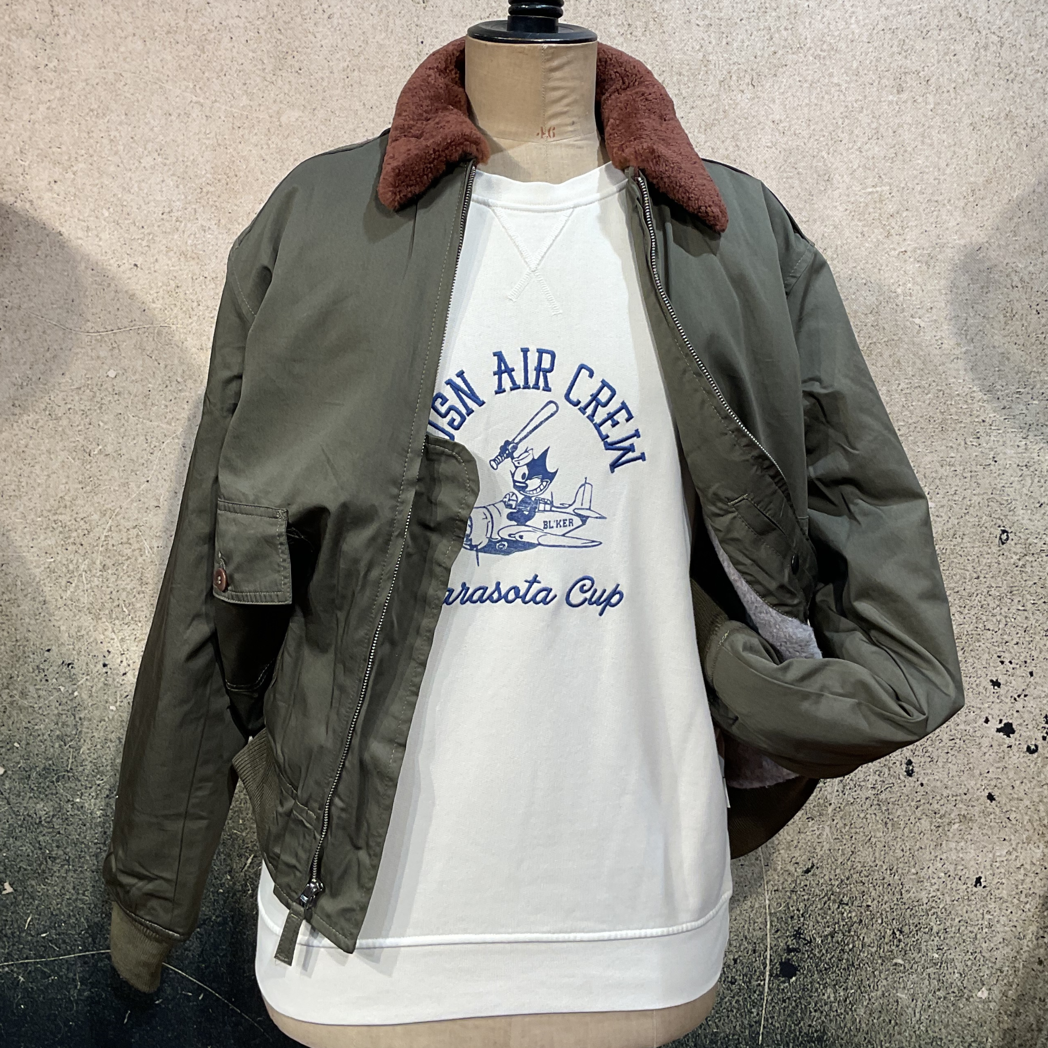 Bl'ker BLKMA Sweatshirt USN Air Crew Bianco Blue