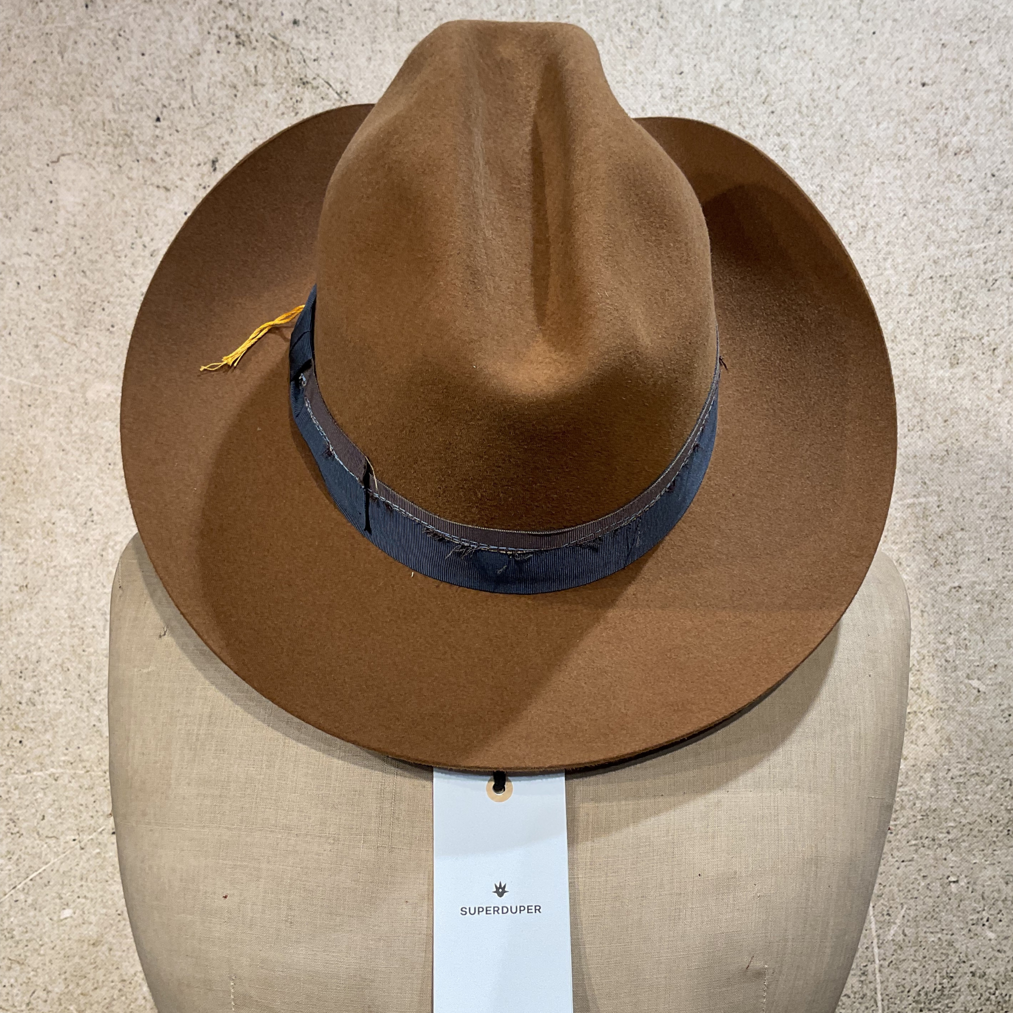 SuperDuper Luke Mend Rabbit Fur Felt Western Crown Hat Camel