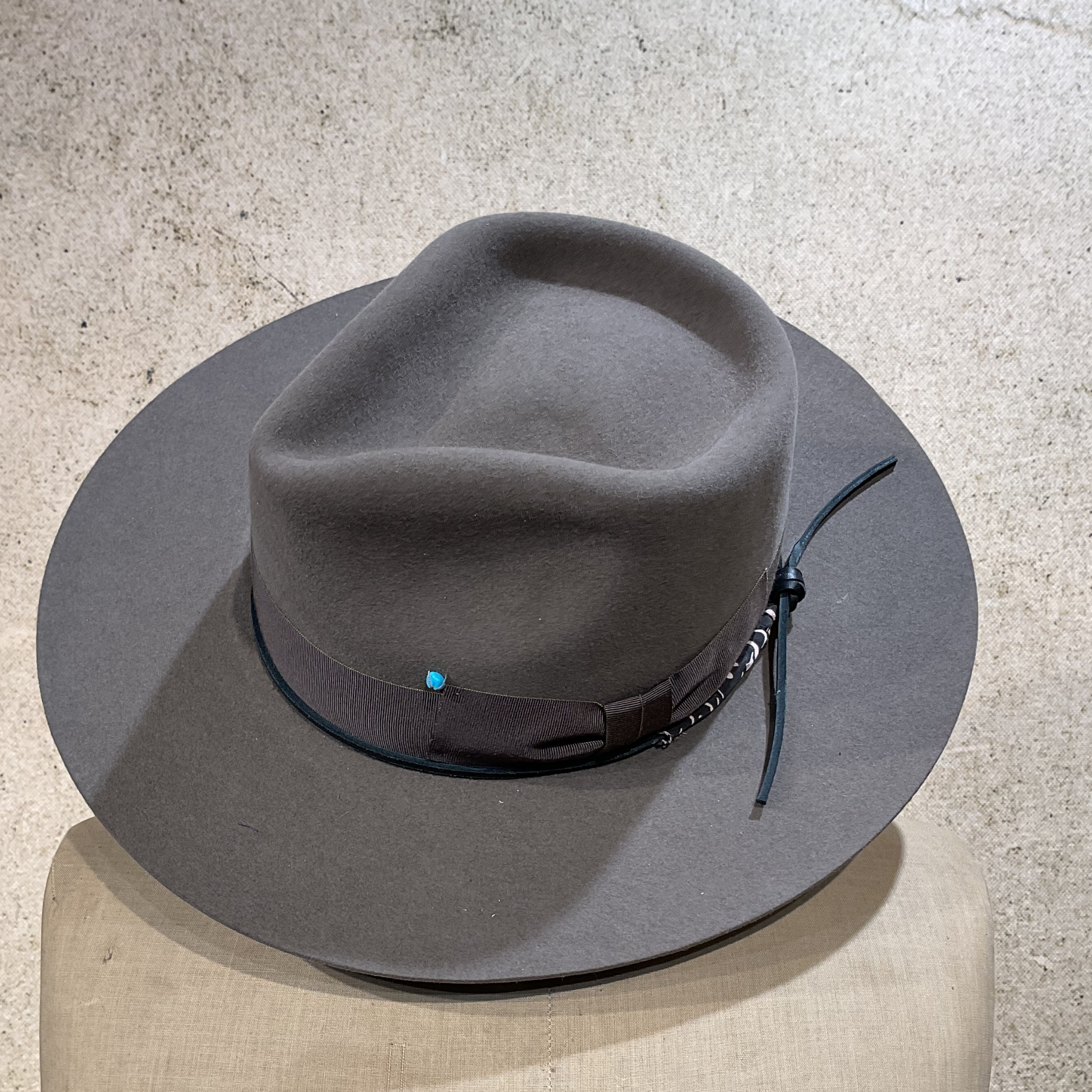 SuperDuper Grateful Mend Rabbit Fedora Crown Hat Light Tan