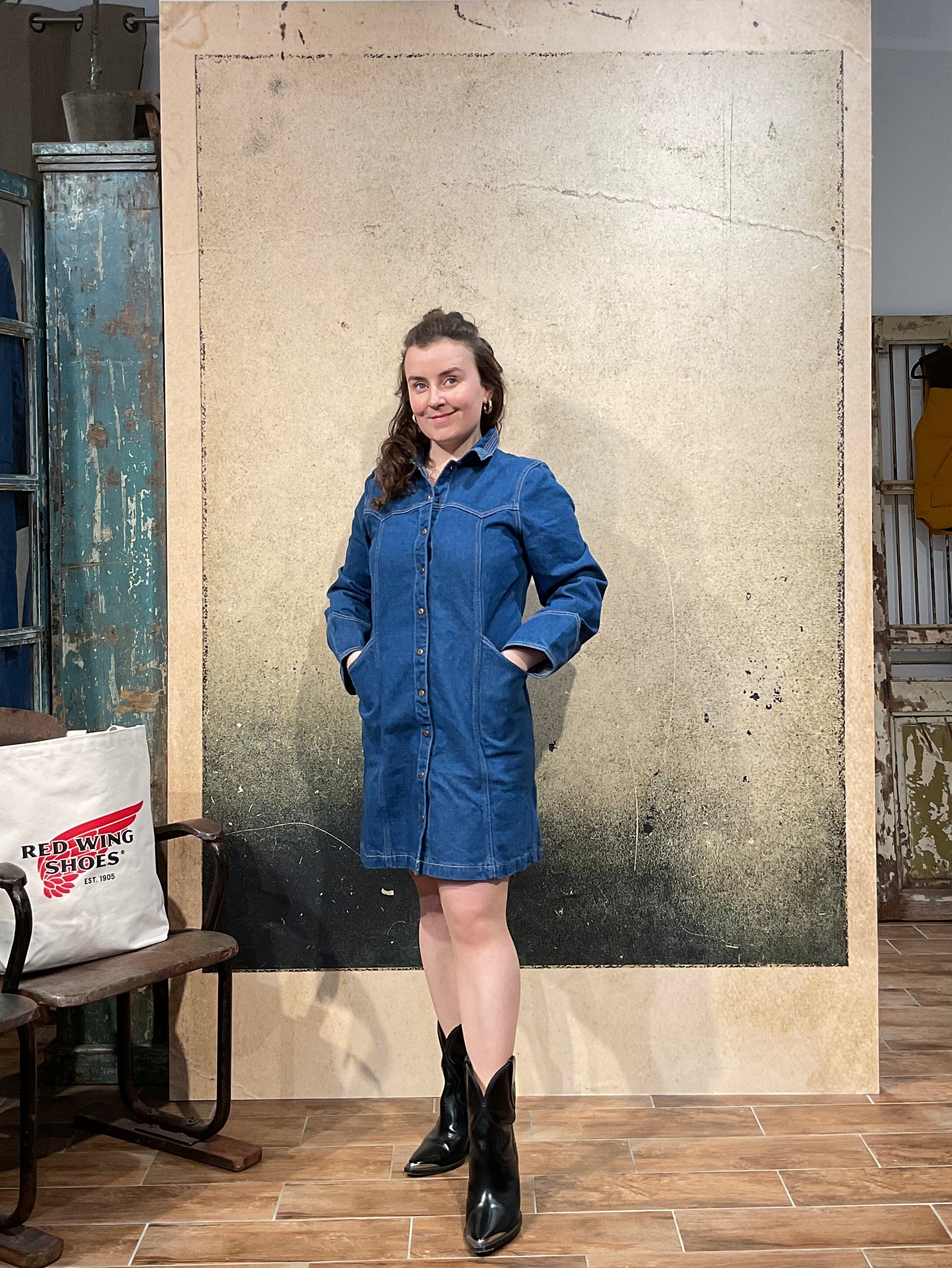 Maj Western Denim Dress Blue