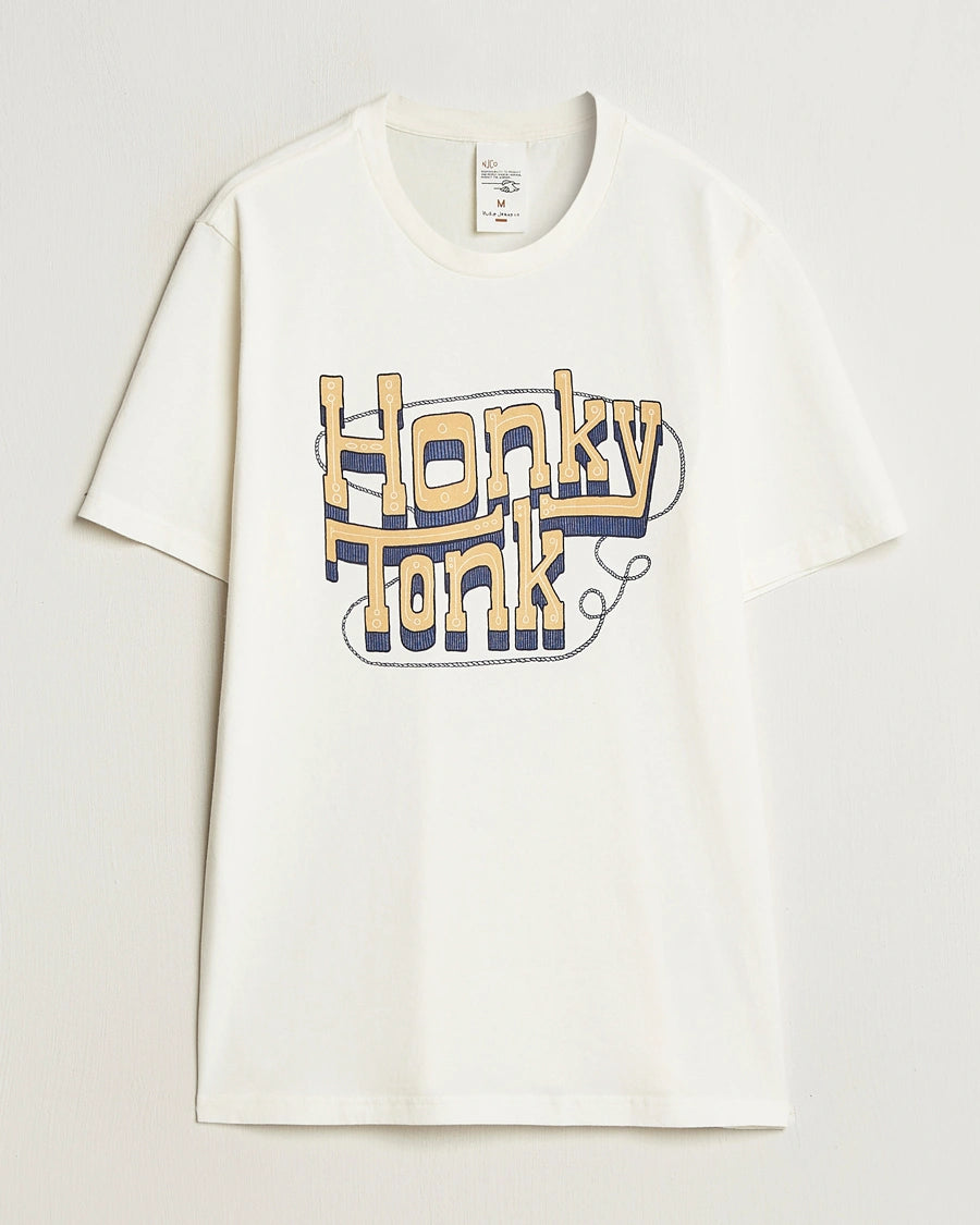 NUDIE JEANS Honky Tonk Roy Printed T-Shirt Ecru