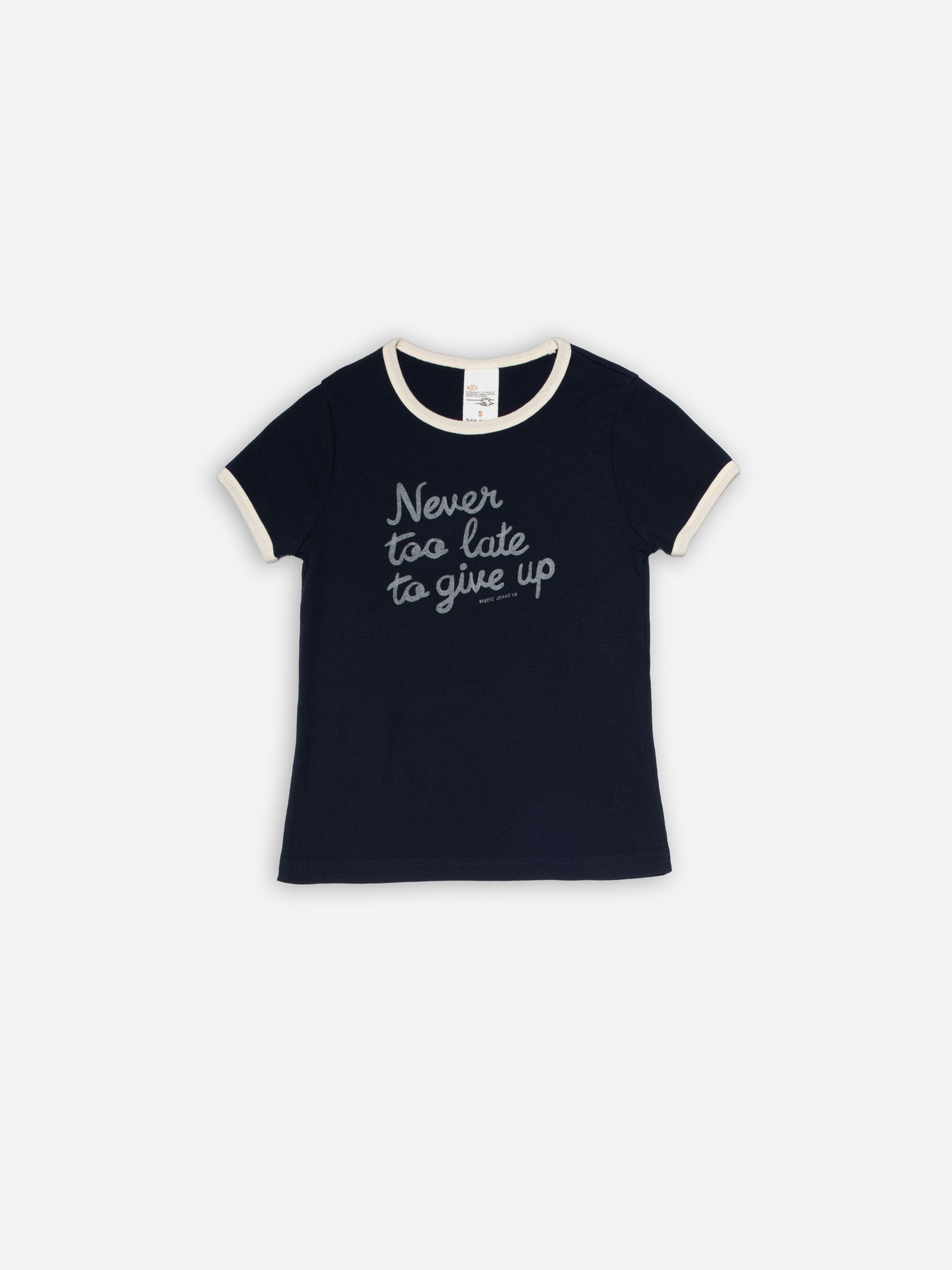 Nudie Jeans Eve Ringer Too Late T-Shirt Blueberry