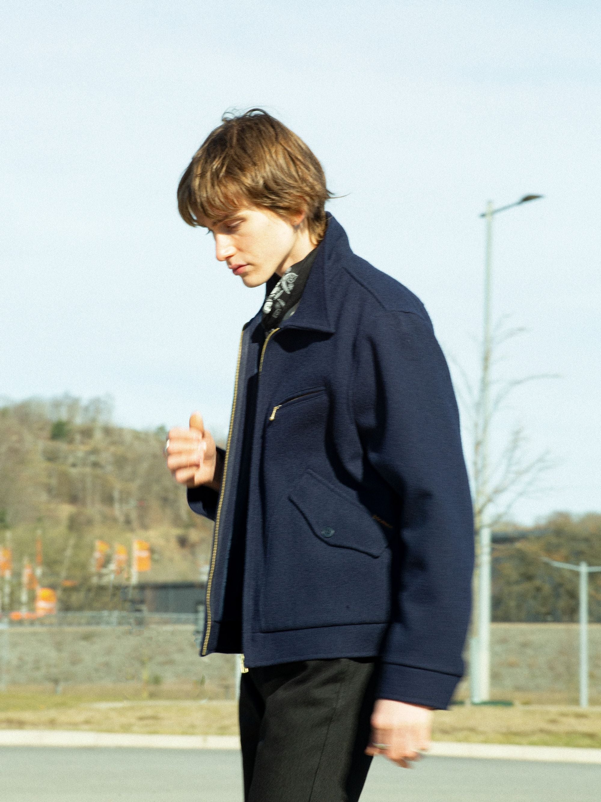 Nudie Jeans Blake Wool  Zip Jacket Blueberry