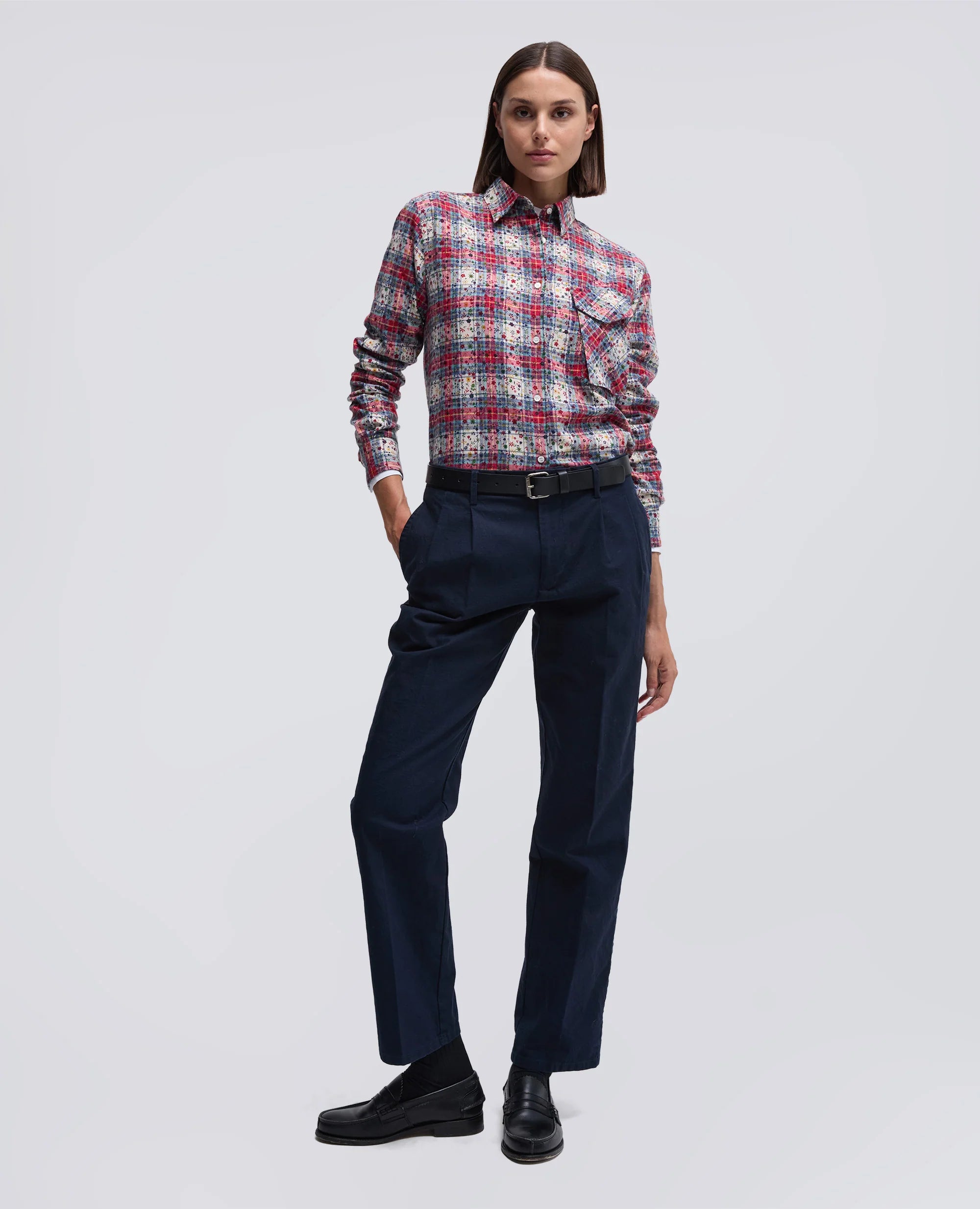 ASPESI HEMD AUS TWILL IN FLANELL