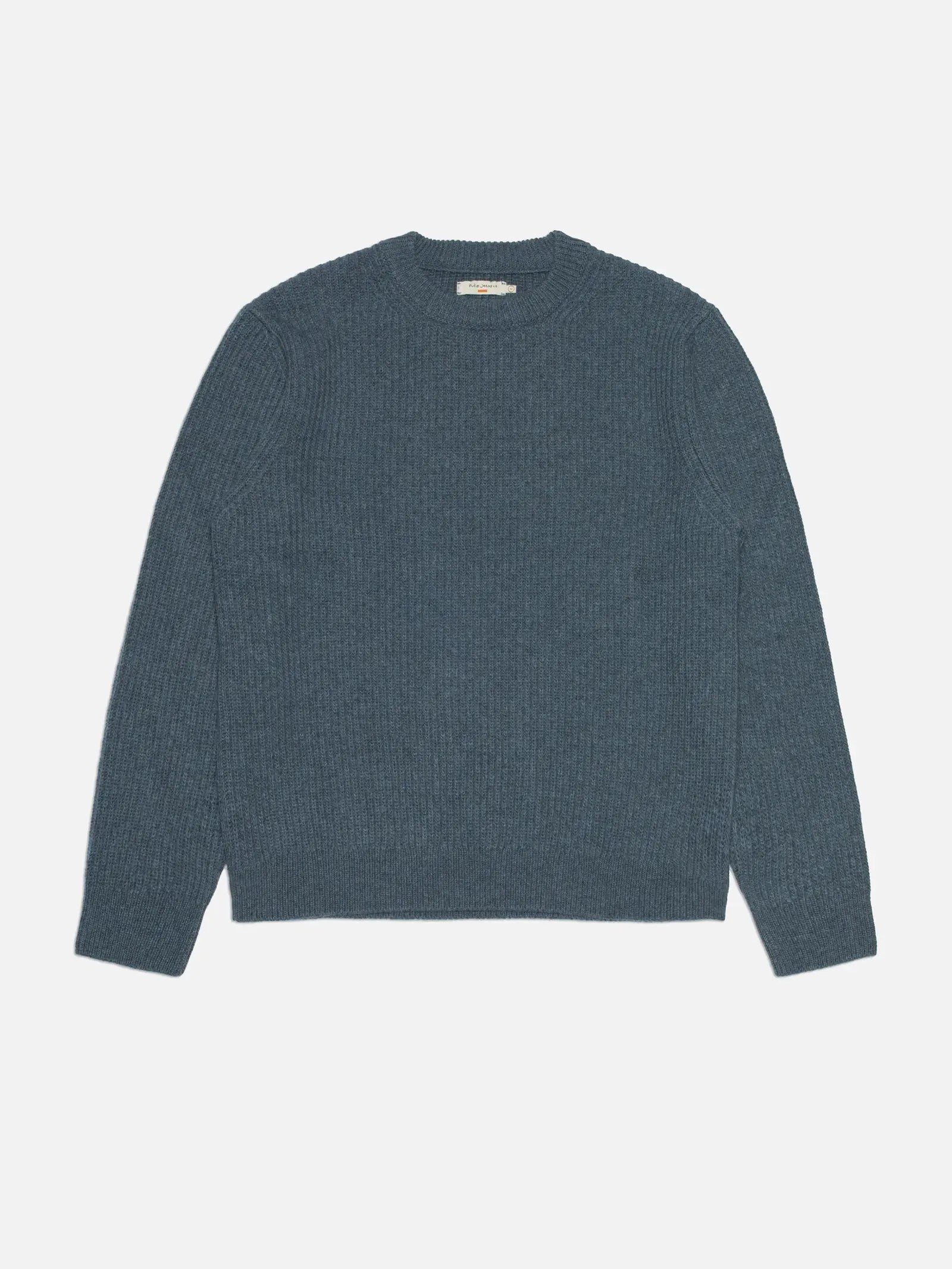 Nudie Jeans August Rib Wool Sweater Bluemelange