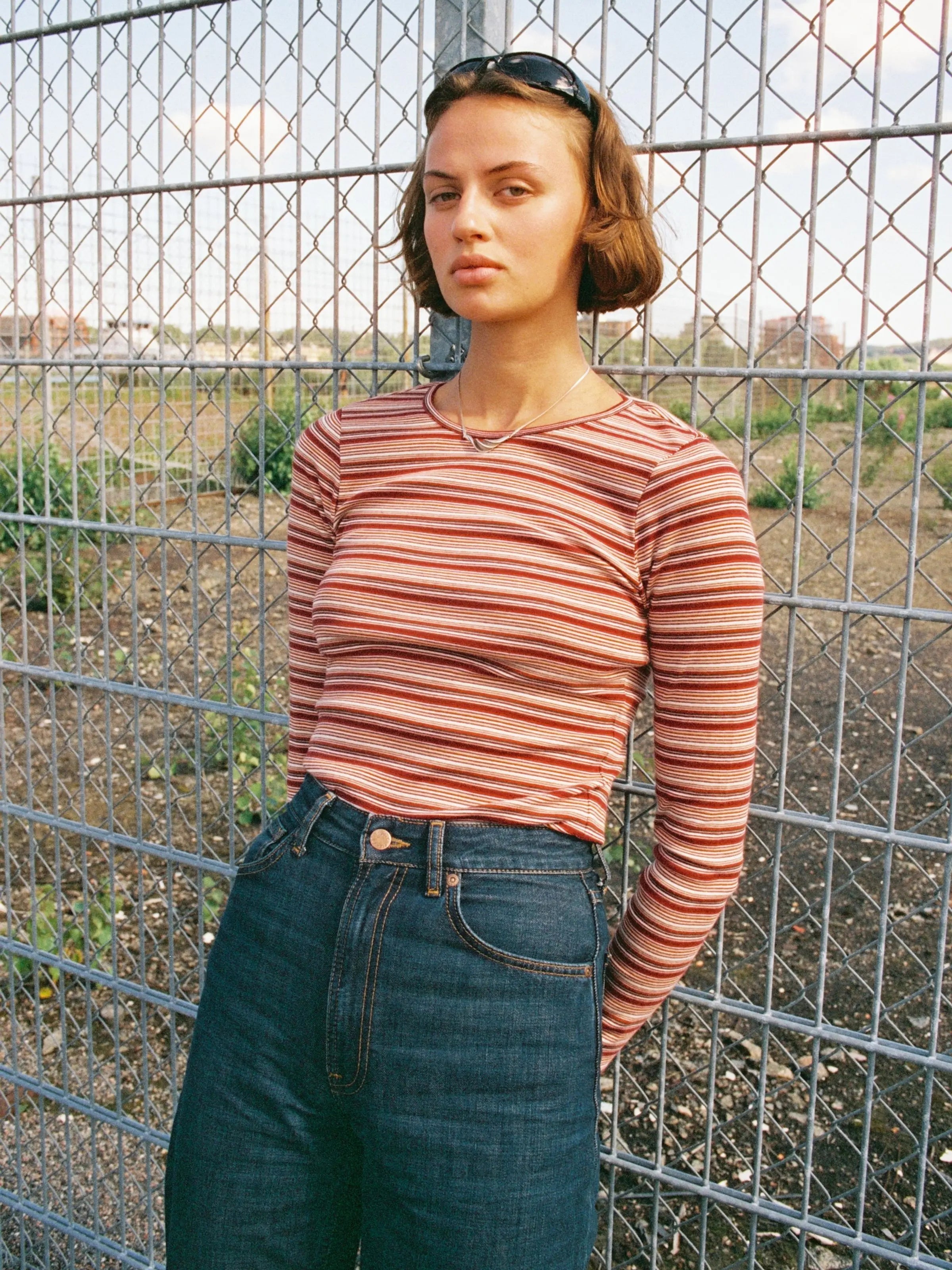 Jessy LS T-Shirt Striped Rib Wine