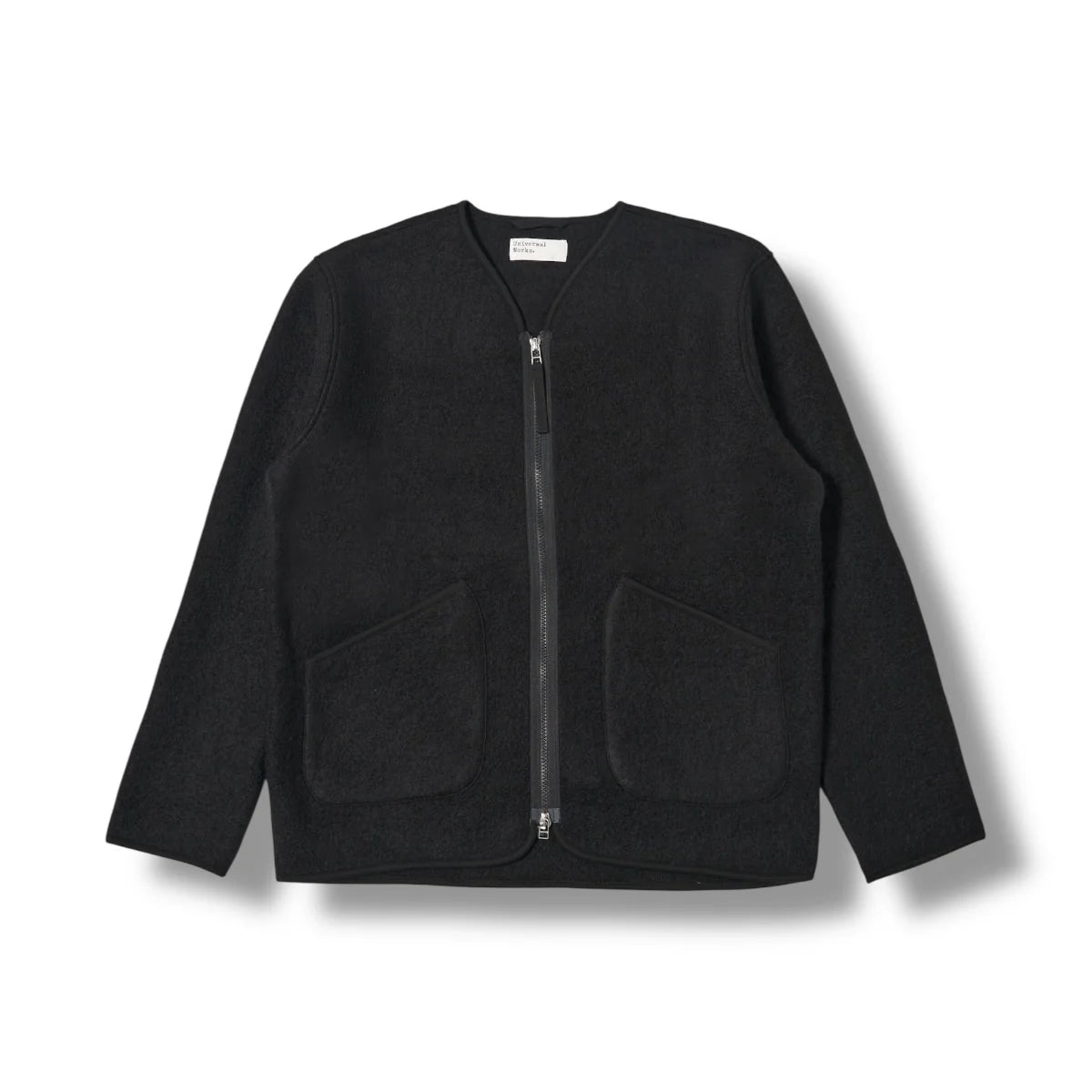 Universal Works Zip Liner Jacket Wool Fleece schwarz
